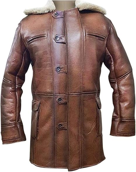 Tom Hardy Bane Shearling Coat | The Dark Knight Rises Jacket - Free Shipping