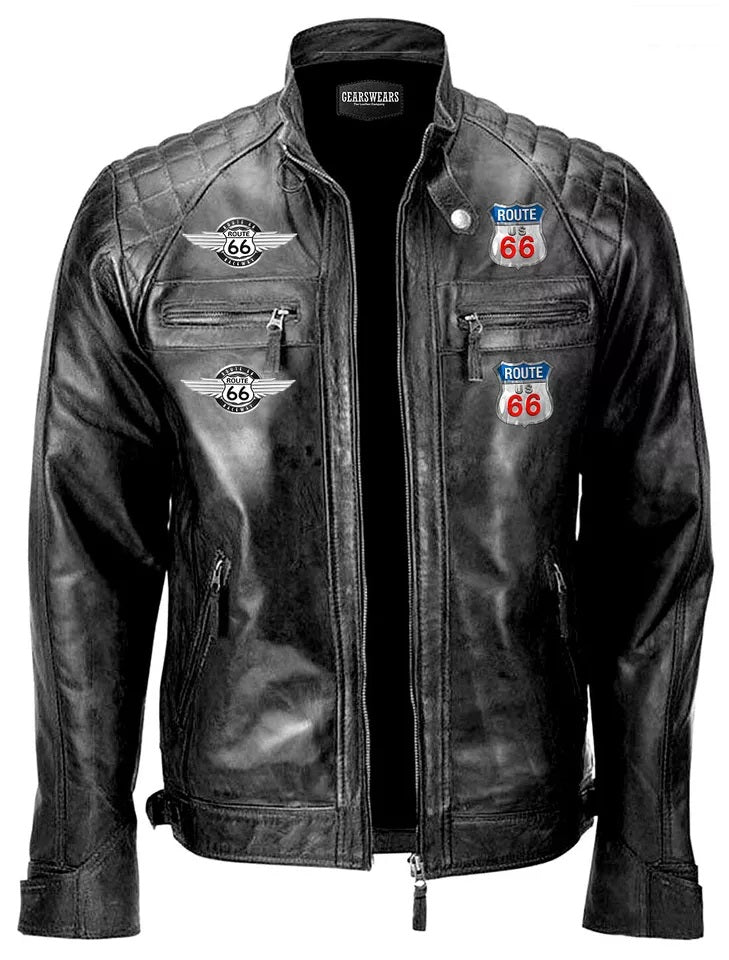 Route 66 Leather Jacket | Classic Route 66 Motorcycle & Bomber Jackets - Free Shipping