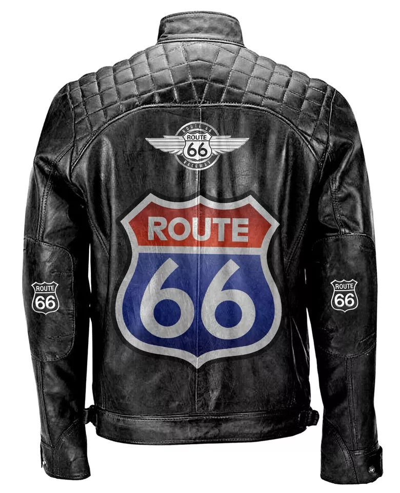 Route 66 Leather Jacket | Classic Route 66 Motorcycle & Bomber Jackets - Free Shipping